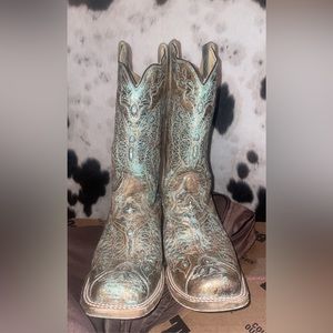 Corral turquoise and gold butterfly boots